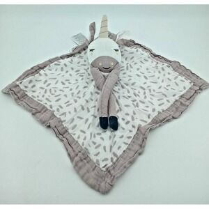 Lulujo Unicorn‎ Lovey Baby Security Blanket Purple White Muslin Cotton Toy